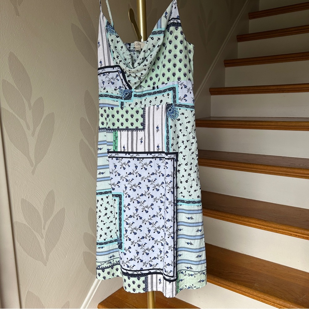 LOFT Patchwork Twist Cutout Cami Dress